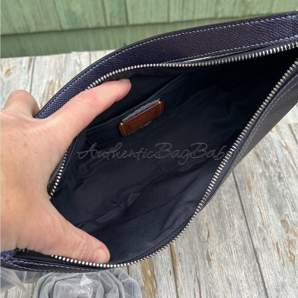 Coach Aria Shoulder in Blue Metallic Purse Leather - Picture 8 of 10